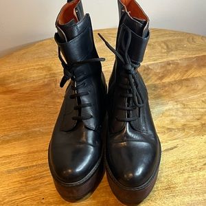 Real italian leather playform boots